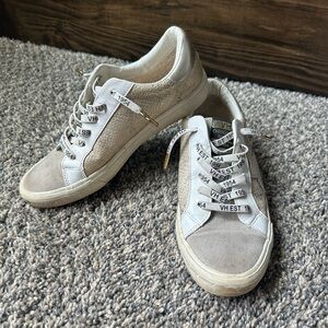 Vintage Havana White and Tan Sneakers with Suede Accents